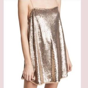 Free People gold sequin slip dress